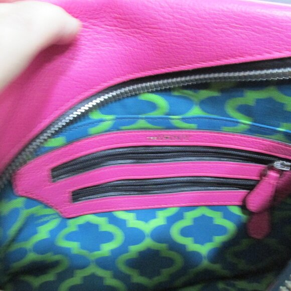 P726-Oryany Pink Pebble Leather Double Zip Front & Top Zip Crossbody - Picture 5 of 6